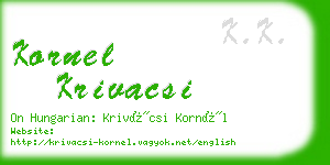 kornel krivacsi business card